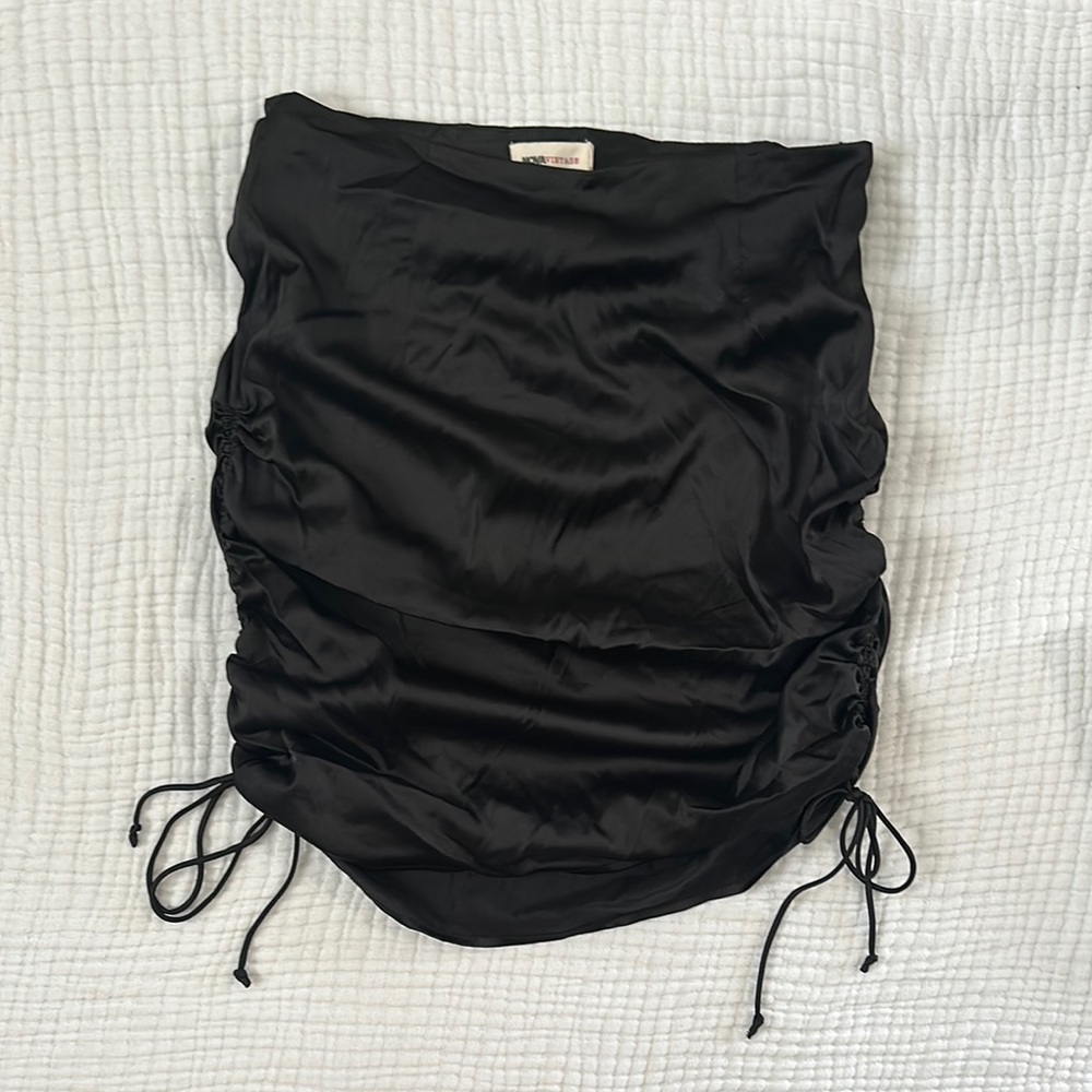Fashion Nova Black Ruched Bubble Mini Skirt